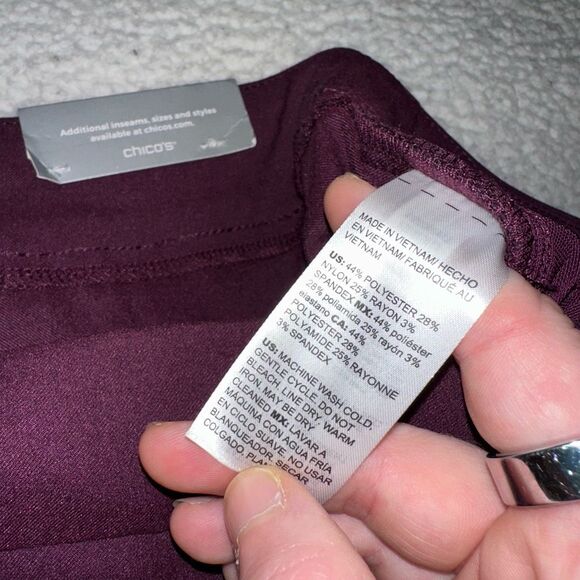 Chicos So Slimming Bridgette Slim Leg Ankle Pants Womens Burgundy 8R (1R) NWT - Picture 10 of 11